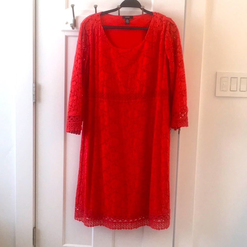 Dark orange dress with crochet lace trim